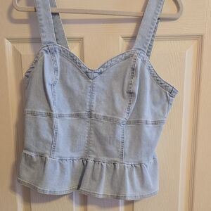 Jessica Simpson Light Blue Denim Crop Corset Top